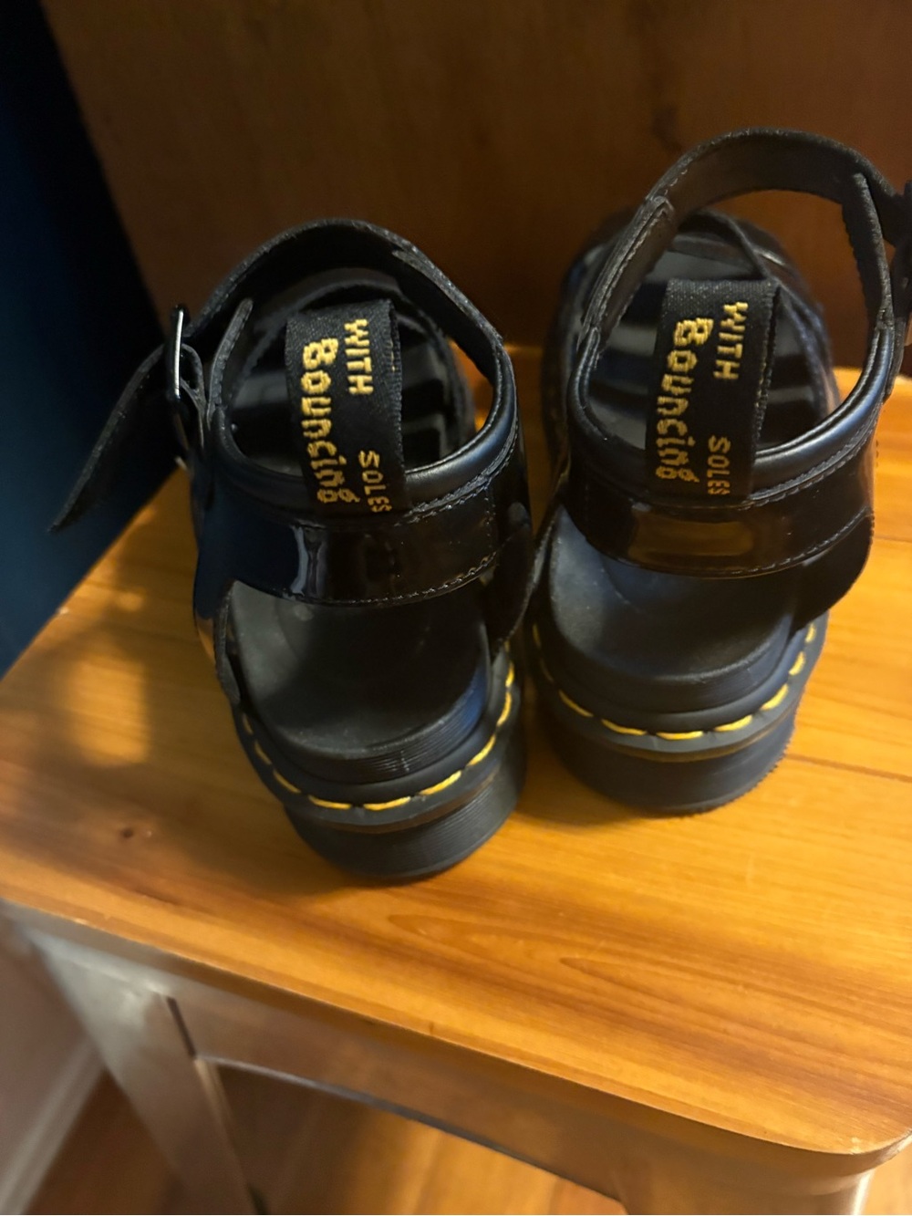Dr. Doc Martens Women's Blaire patent leather Black Platform Sandals size 7-8 - Picture 10 of 11